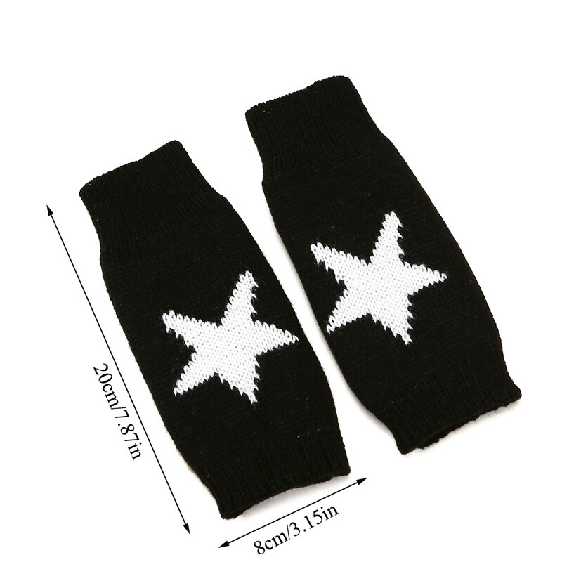 2024 Punk Y2K pletené vlnené rukavice pre mužov a ženy pentagram polprstové teplé mäkké palčiaky mäkké hviezdicové rukavice bez prstov