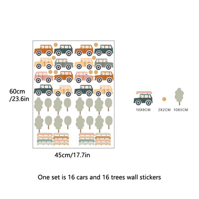 erdei vintage autós falmatrica vízálló peeling and stick akvarell óvodai falmatrica fiús gyerekszoba lakberendezési célra