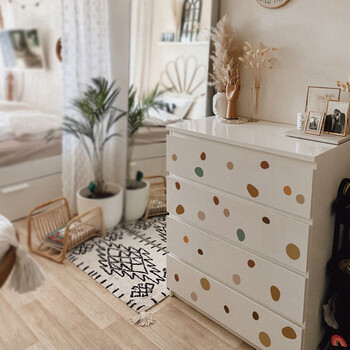 Boho Nursery Polka Dot Δημιουργικά αυτοκόλλητα τοίχου για Παιδικό Δωμάτιο Βρεφικά κορίτσια Δωμάτιο για αγόρια Διακόσμηση σπιτιού Nordic Warm Vintage αυτοκόλλητα