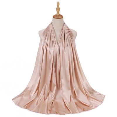 Női hidzsáb muszlim szabadidős sál egyszínű turbánutánzat selyem szatén sál női kendő kapucnis huzat divat készpénz Commodit