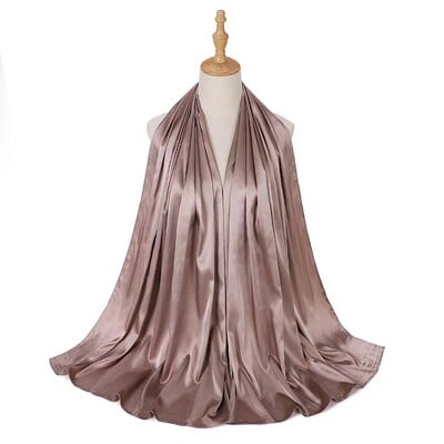 Női hidzsáb muszlim szabadidős sál egyszínű turbánutánzat selyem szatén sál női kendő kapucnis huzat divat készpénz Commodit