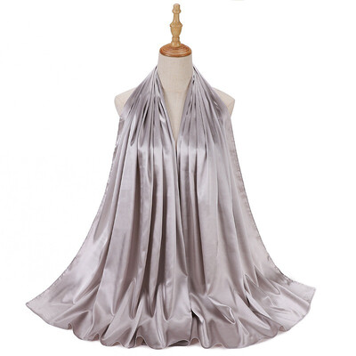 Női hidzsáb muszlim szabadidős sál egyszínű turbánutánzat selyem szatén sál női kendő kapucnis huzat divat készpénz Commodit