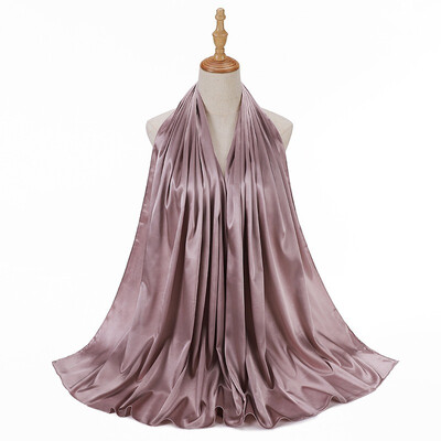 Női hidzsáb muszlim szabadidős sál egyszínű turbánutánzat selyem szatén sál női kendő kapucnis huzat divat készpénz Commodit