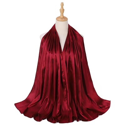 Női hidzsáb muszlim szabadidős sál egyszínű turbánutánzat selyem szatén sál női kendő kapucnis huzat divat készpénz Commodit