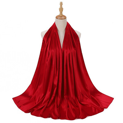 Női hidzsáb muszlim szabadidős sál egyszínű turbánutánzat selyem szatén sál női kendő kapucnis huzat divat készpénz Commodit