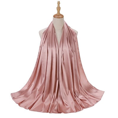 Női hidzsáb muszlim szabadidős sál egyszínű turbánutánzat selyem szatén sál női kendő kapucnis huzat divat készpénz Commodit