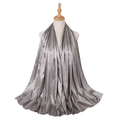 Női hidzsáb muszlim szabadidős sál egyszínű turbánutánzat selyem szatén sál női kendő kapucnis huzat divat készpénz Commodit