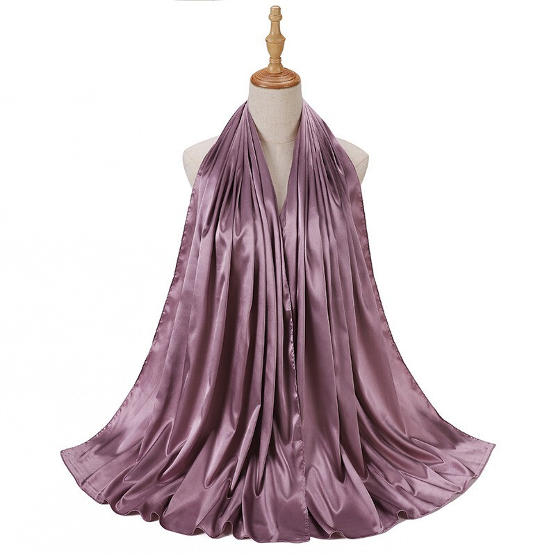 Női hidzsáb muszlim szabadidős sál egyszínű turbánutánzat selyem szatén sál női kendő kapucnis huzat divat készpénz Commodit