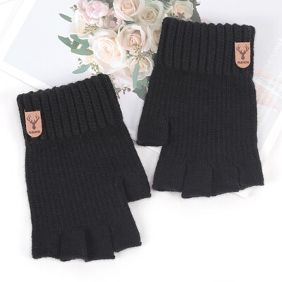 1 par zimskih kratkih pletenih ručnih rukavica bez prstiju Tople rastezljive radne rukavice za žene i muškarce Dodaci za biciklizam