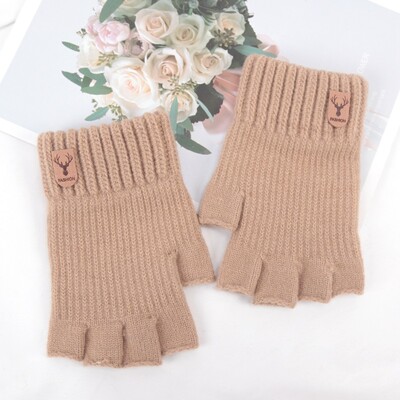 1 par zimskih kratkih pletenih ručnih rukavica bez prstiju Tople rastezljive radne rukavice za žene i muškarce Dodaci za biciklizam