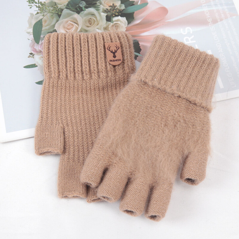 1 par zimskih kratkih pletenih ručnih rukavica bez prstiju Tople rastezljive radne rukavice za žene i muškarce Dodaci za biciklizam