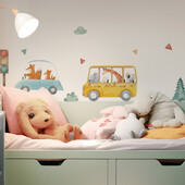Rajzfilm Állatos autós falmatricák Gyermekszoba gyerekeknek Nappali Kivehető óvodadekorációs falmatricák