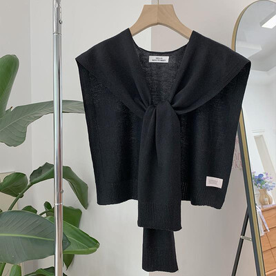 Şal tricotat coreean de vară, aer condiţionat, guler fals, protecţie pentru gât, eşarfă pentru umăr, cu noduri subţiri, pelerina, pentru femei