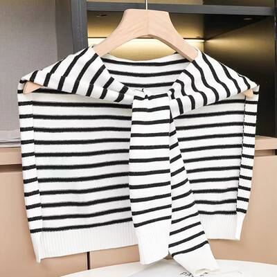 Şal tricotat coreean de vară, aer condiţionat, guler fals, protecţie pentru gât, eşarfă pentru umăr, cu noduri subţiri, pelerina, pentru femei