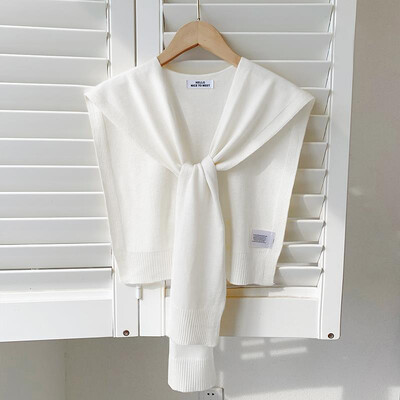 Şal tricotat coreean de vară, aer condiţionat, guler fals, protecţie pentru gât, eşarfă pentru umăr, cu noduri subţiri, pelerina, pentru femei