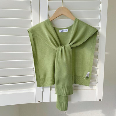 Şal tricotat coreean de vară, aer condiţionat, guler fals, protecţie pentru gât, eşarfă pentru umăr, cu noduri subţiri, pelerina, pentru femei