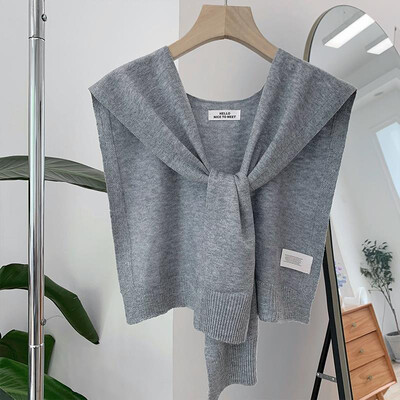 Şal tricotat coreean de vară, aer condiţionat, guler fals, protecţie pentru gât, eşarfă pentru umăr, cu noduri subţiri, pelerina, pentru femei