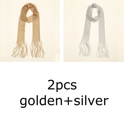 Fashion Nightclub din mătase strălucitoare cu protecție solară șal auriu argintiu lucios colier pentru femei vintage dantelă ciucuri petrecere rochie de seară eșarfă