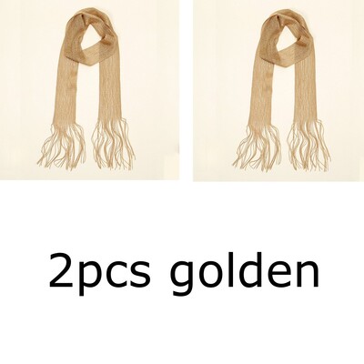 Fashion Nightclub din mătase strălucitoare cu protecție solară șal auriu argintiu lucios colier pentru femei vintage dantelă ciucuri petrecere rochie de seară eșarfă