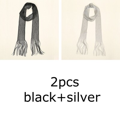 Fashion Nightclub din mătase strălucitoare cu protecție solară șal auriu argintiu lucios colier pentru femei vintage dantelă ciucuri petrecere rochie de seară eșarfă