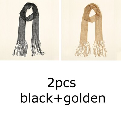 Fashion Nightclub din mătase strălucitoare cu protecție solară șal auriu argintiu lucios colier pentru femei vintage dantelă ciucuri petrecere rochie de seară eșarfă