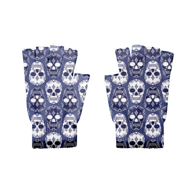 Hiphopo pirštinės 3D kaukolės spausdinimas unisex žieminės megztos puspirštės pirštinės Moteriškos vėjui atsparios jodinėjimo jutiklinis ekranas pirštinės be pirštų