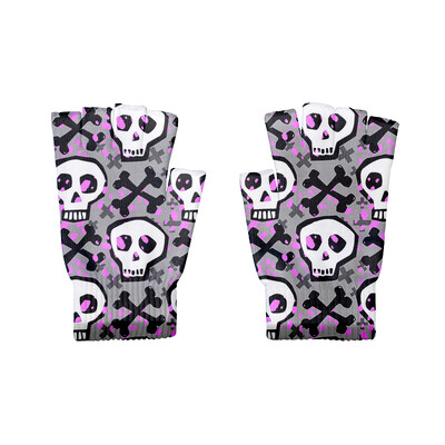 Hiphopo pirštinės 3D kaukolės spausdinimas unisex žieminės megztos puspirštės pirštinės Moteriškos vėjui atsparios jodinėjimo jutiklinis ekranas pirštinės be pirštų