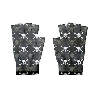 Hiphopo pirštinės 3D kaukolės spausdinimas unisex žieminės megztos puspirštės pirštinės Moteriškos vėjui atsparios jodinėjimo jutiklinis ekranas pirštinės be pirštų