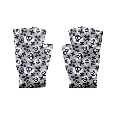 Hiphopo pirštinės 3D kaukolės spausdinimas unisex žieminės megztos puspirštės pirštinės Moteriškos vėjui atsparios jodinėjimo jutiklinis ekranas pirštinės be pirštų