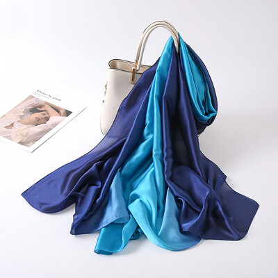 Új érkezés Gradiens selyem szatén hidzsáb ombre sál muszlim sálak hosszú kendőbevonat divat női fejkendő kiváló minőségű fejpánt