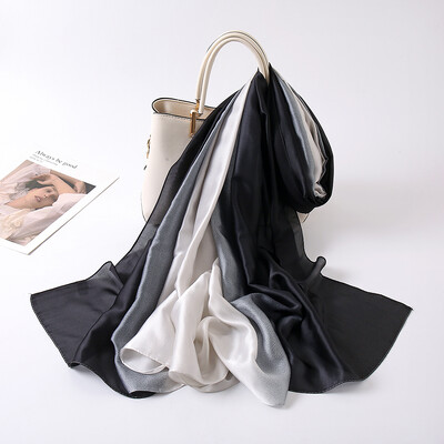 Új érkezés Gradiens selyem szatén hidzsáb ombre sál muszlim sálak hosszú kendőbevonat divat női fejkendő kiváló minőségű fejpánt