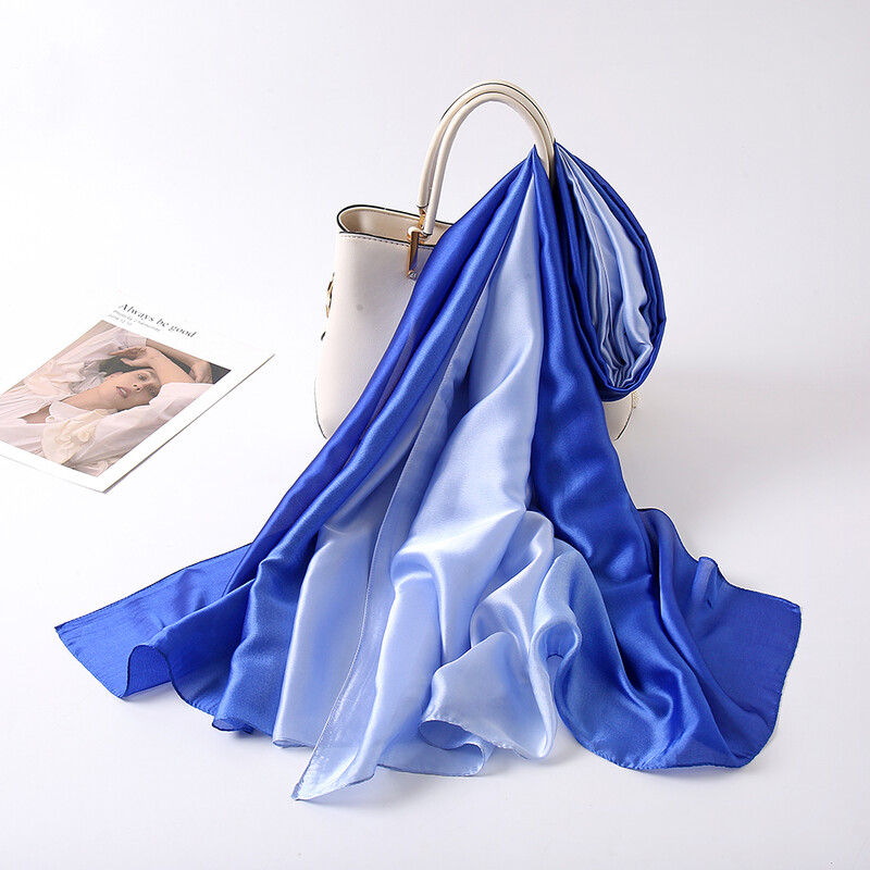 Új érkezés Gradiens selyem szatén hidzsáb ombre sál muszlim sálak hosszú kendőbevonat divat női fejkendő kiváló minőségű fejpánt