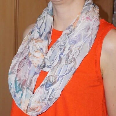 Módna dámska šatka s prsteňom, ľahká kvetinová šatka s nekonečným výstrihom, šifónová šatka s okrúhlym výstrihom