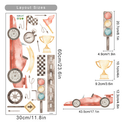 Lenktynių vėliavos trofėjus šviesoforas akvarelinis sieninis lipdukas Vinilo nuimamas „pasidaryk pats“ lipdukai Vaikų kambarys Berniukų kambario interjeras Namų dekoras