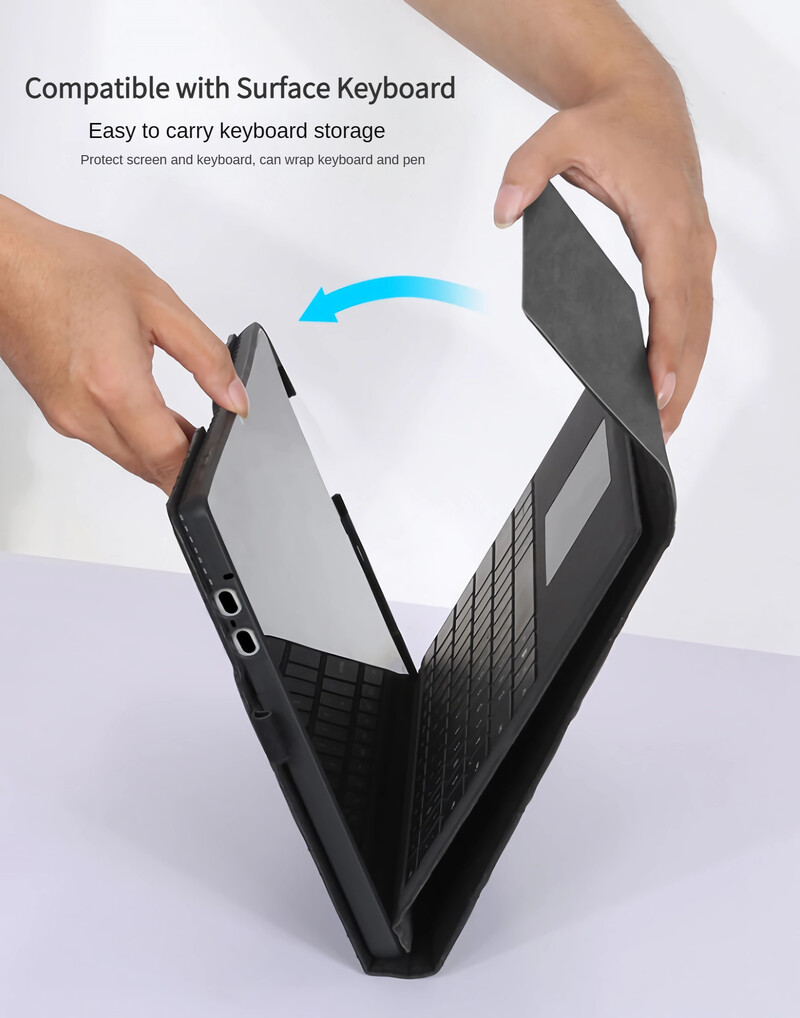 Husă de afaceri pentru Microsoft Surface Pro 11/10/9 Carcasă portofoliu 13 inch cu suport cu unghiuri multiple Carcasă TPU compatibilă cu tastatură