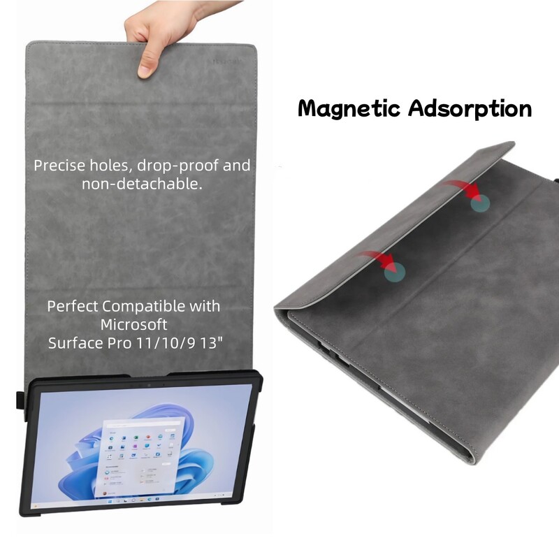 Husă de afaceri pentru Microsoft Surface Pro 11/10/9 Carcasă portofoliu 13 inch cu suport cu unghiuri multiple Carcasă TPU compatibilă cu tastatură