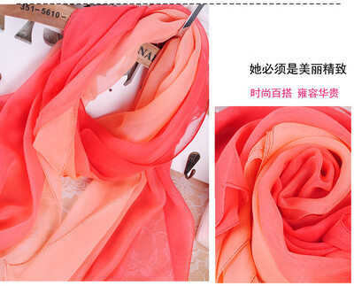 Νέα μόδα ντεγκραντέ Χρώμα μονόχρωμο κασκόλ Γυναικείο Foulard Chiffon Georgette Μακρύ Σάλι Καλοκαιρινό Μπαντάνα Κομψό Hijab 50*160cm