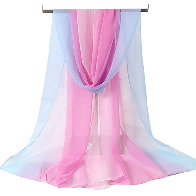 Νέα μόδα ντεγκραντέ Χρώμα μονόχρωμο κασκόλ Γυναικείο Foulard Chiffon Georgette Μακρύ Σάλι Καλοκαιρινό Μπαντάνα Κομψό Hijab 50*160cm