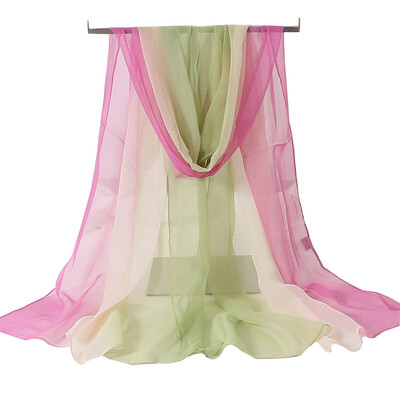 Νέα μόδα ντεγκραντέ Χρώμα μονόχρωμο κασκόλ Γυναικείο Foulard Chiffon Georgette Μακρύ Σάλι Καλοκαιρινό Μπαντάνα Κομψό Hijab 50*160cm