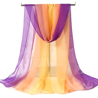 Νέα μόδα ντεγκραντέ Χρώμα μονόχρωμο κασκόλ Γυναικείο Foulard Chiffon Georgette Μακρύ Σάλι Καλοκαιρινό Μπαντάνα Κομψό Hijab 50*160cm