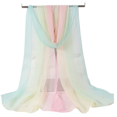 Νέα μόδα ντεγκραντέ Χρώμα μονόχρωμο κασκόλ Γυναικείο Foulard Chiffon Georgette Μακρύ Σάλι Καλοκαιρινό Μπαντάνα Κομψό Hijab 50*160cm