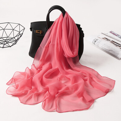 Νέα μόδα ντεγκραντέ Χρώμα μονόχρωμο κασκόλ Γυναικείο Foulard Chiffon Georgette Μακρύ Σάλι Καλοκαιρινό Μπαντάνα Κομψό Hijab 50*160cm