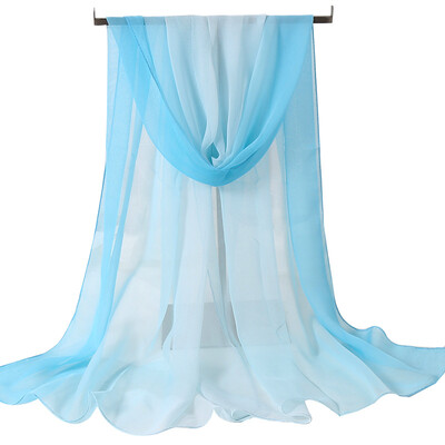 Νέα μόδα ντεγκραντέ Χρώμα μονόχρωμο κασκόλ Γυναικείο Foulard Chiffon Georgette Μακρύ Σάλι Καλοκαιρινό Μπαντάνα Κομψό Hijab 50*160cm