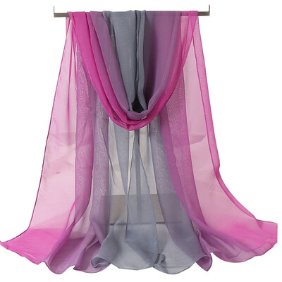 Νέα μόδα ντεγκραντέ Χρώμα μονόχρωμο κασκόλ Γυναικείο Foulard Chiffon Georgette Μακρύ Σάλι Καλοκαιρινό Μπαντάνα Κομψό Hijab 50*160cm