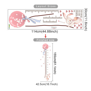 Καρτούν χαριτωμένο ροζ κουνέλι με μέτρηση ύψους αυτοκόλλητα τοίχου για παιδικό δωμάτιο υπνοδωμάτιο σπίτι Διακόσμηση Αυτοκόλλητα τοίχου