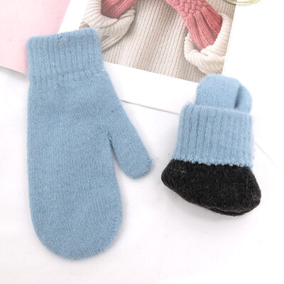 Femei Iarna Păstrați Caldura Plus Cașmir Culoare Solidă Lână Elasticitate Moale Degete pline Mănuși Fete Blană Neagră Tricotate Mănuși drăguțe