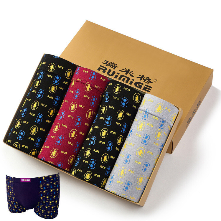 Boxeri Modal Talie mijlocie U Convex Boxeri sexy Anul zodiacal Lenjerie rosie Lenjerie pentru barbati