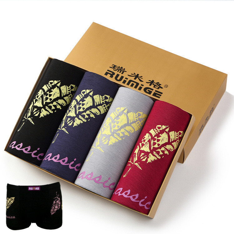 Boxeri Modal Talie mijlocie U Convex Boxeri sexy Anul zodiacal Lenjerie rosie Lenjerie pentru barbati