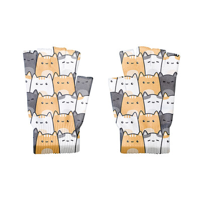 Kawaii 3D rajzfilm állatmintás kötött félujjas kesztyűk aranyos női ujjatlan kesztyűk kerékpáros érintőképernyős uniszex kesztyűk
