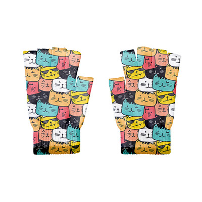 Kawaii 3D rajzfilm állatmintás kötött félujjas kesztyűk aranyos női ujjatlan kesztyűk kerékpáros érintőképernyős uniszex kesztyűk